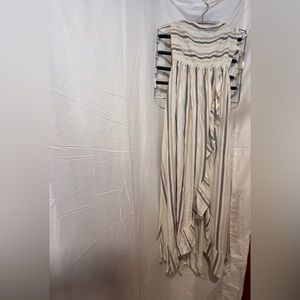 Striped ruffled high low dress